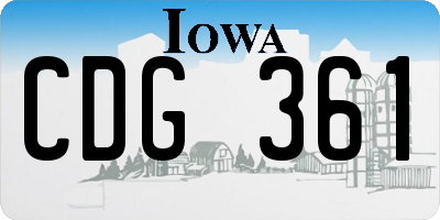 IA license plate CDG361