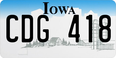 IA license plate CDG418