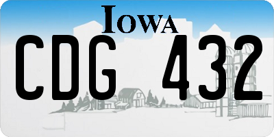 IA license plate CDG432
