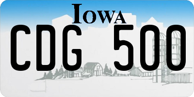 IA license plate CDG500