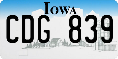 IA license plate CDG839
