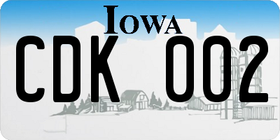 IA license plate CDK002