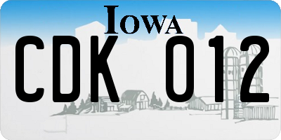 IA license plate CDK012