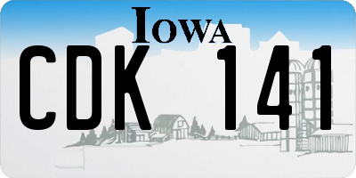 IA license plate CDK141