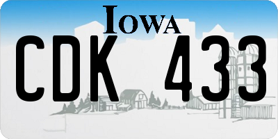 IA license plate CDK433