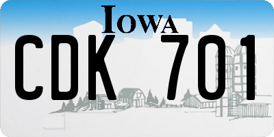 IA license plate CDK701