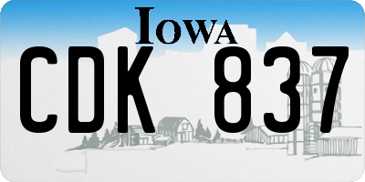 IA license plate CDK837