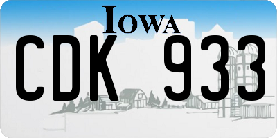 IA license plate CDK933