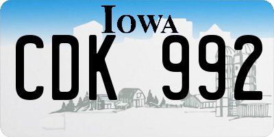 IA license plate CDK992