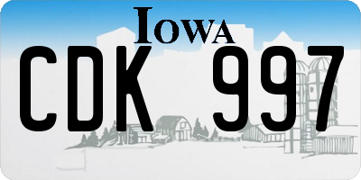 IA license plate CDK997