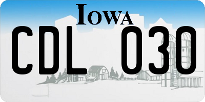 IA license plate CDL030