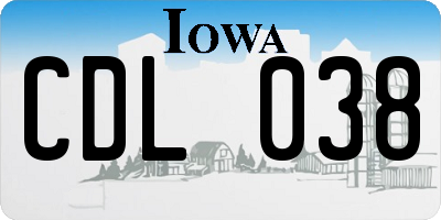 IA license plate CDL038