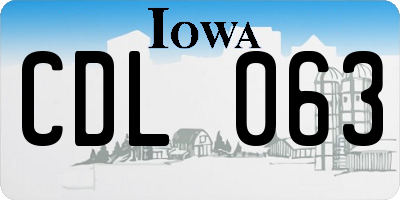IA license plate CDL063