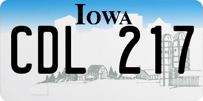 IA license plate CDL217