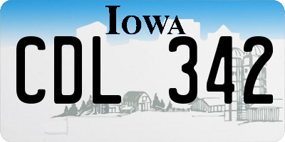 IA license plate CDL342