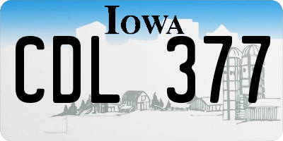 IA license plate CDL377