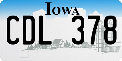 IA license plate CDL378