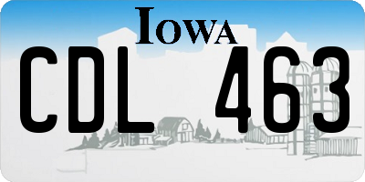 IA license plate CDL463