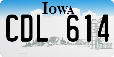 IA license plate CDL614