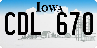 IA license plate CDL670