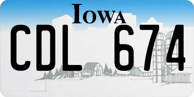 IA license plate CDL674