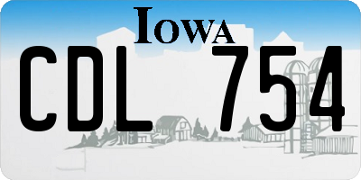 IA license plate CDL754