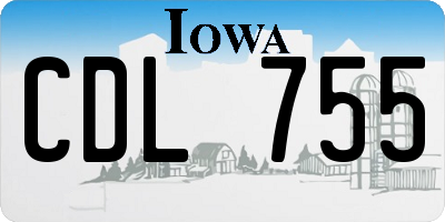 IA license plate CDL755