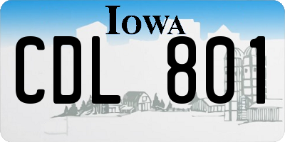 IA license plate CDL801