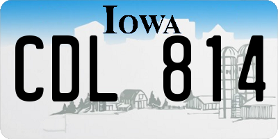 IA license plate CDL814