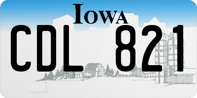 IA license plate CDL821