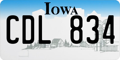 IA license plate CDL834