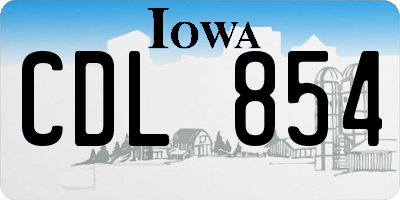 IA license plate CDL854
