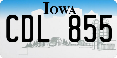 IA license plate CDL855