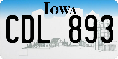 IA license plate CDL893