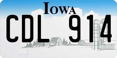 IA license plate CDL914