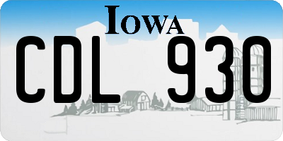 IA license plate CDL930