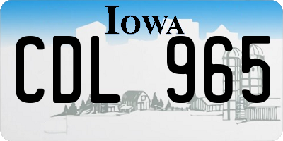 IA license plate CDL965