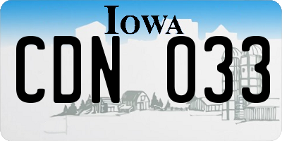 IA license plate CDN033