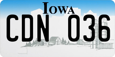 IA license plate CDN036