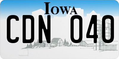 IA license plate CDN040
