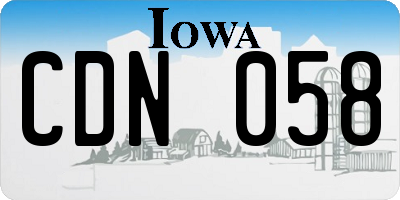 IA license plate CDN058