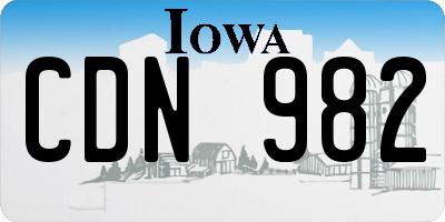 IA license plate CDN982