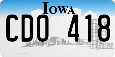 IA license plate CDO418