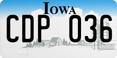 IA license plate CDP036