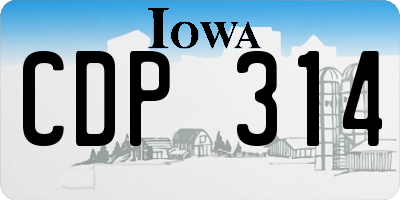 IA license plate CDP314