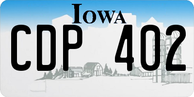 IA license plate CDP402
