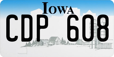 IA license plate CDP608