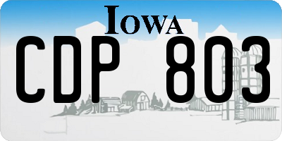 IA license plate CDP803