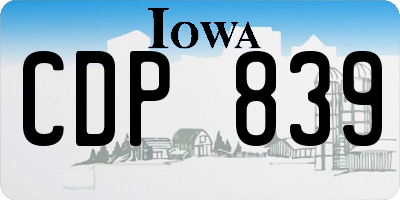 IA license plate CDP839