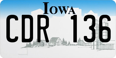 IA license plate CDR136